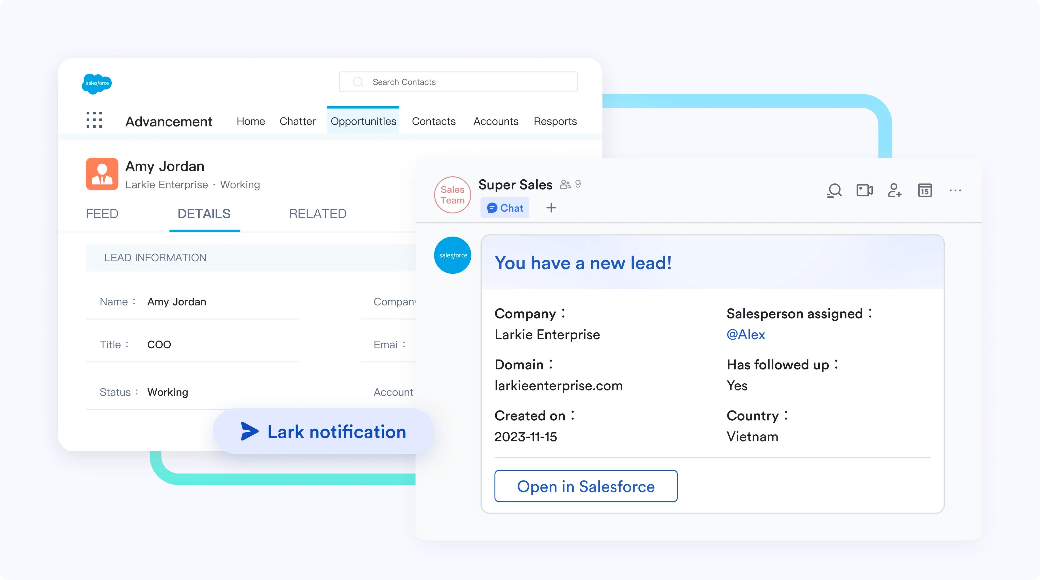 lợi ích khi tích hợp Salesforce CRM với Lark